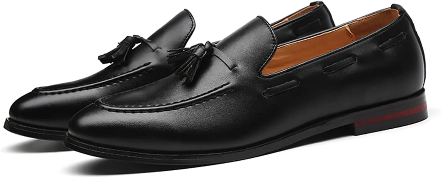 Men's PU Leather Slip-On Dress Shoes Tassel Penny Loafers Moccasins Wedding Party Fashion Wingtip Shoes