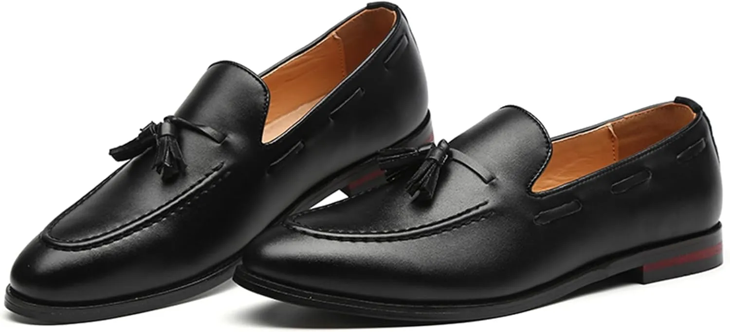 Men's PU Leather Slip-On Dress Shoes Tassel Penny Loafers Moccasins Wedding Party Fashion Wingtip Shoes