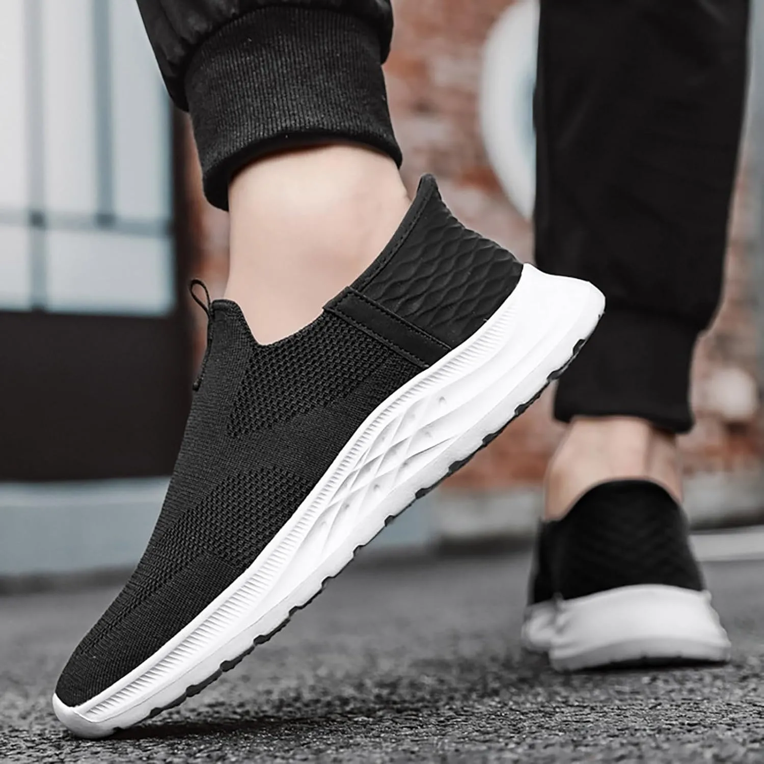 Mens Running Shoes Winter Casual Slip On Shoes Brown Sneakers Men's Athletic Sneakers Lightweight Breathable Steel Toe Tennis Shoe White Loafers