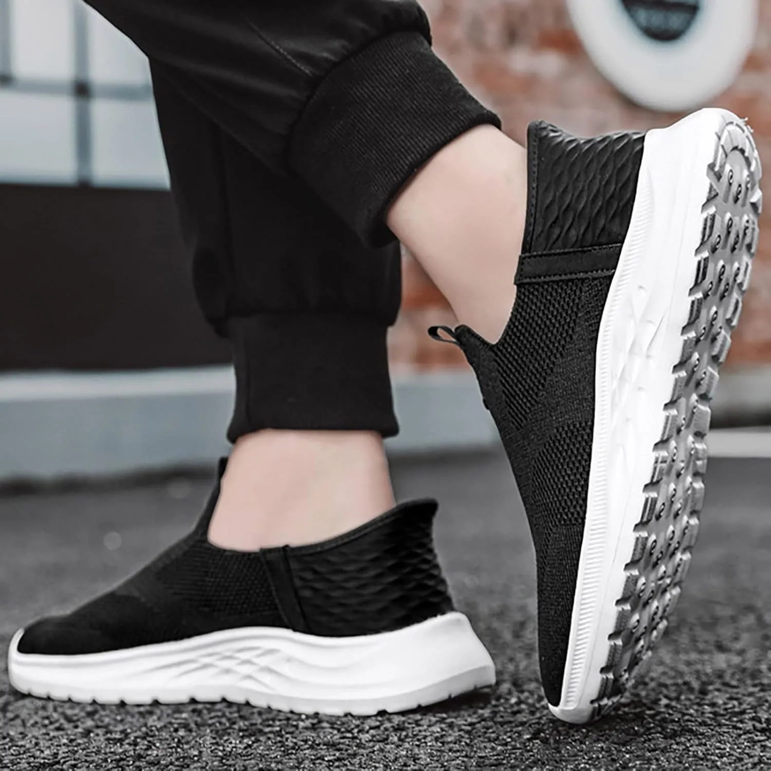Mens Running Shoes Winter Casual Slip On Shoes Brown Sneakers Men's Athletic Sneakers Lightweight Breathable Steel Toe Tennis Shoe White Loafers