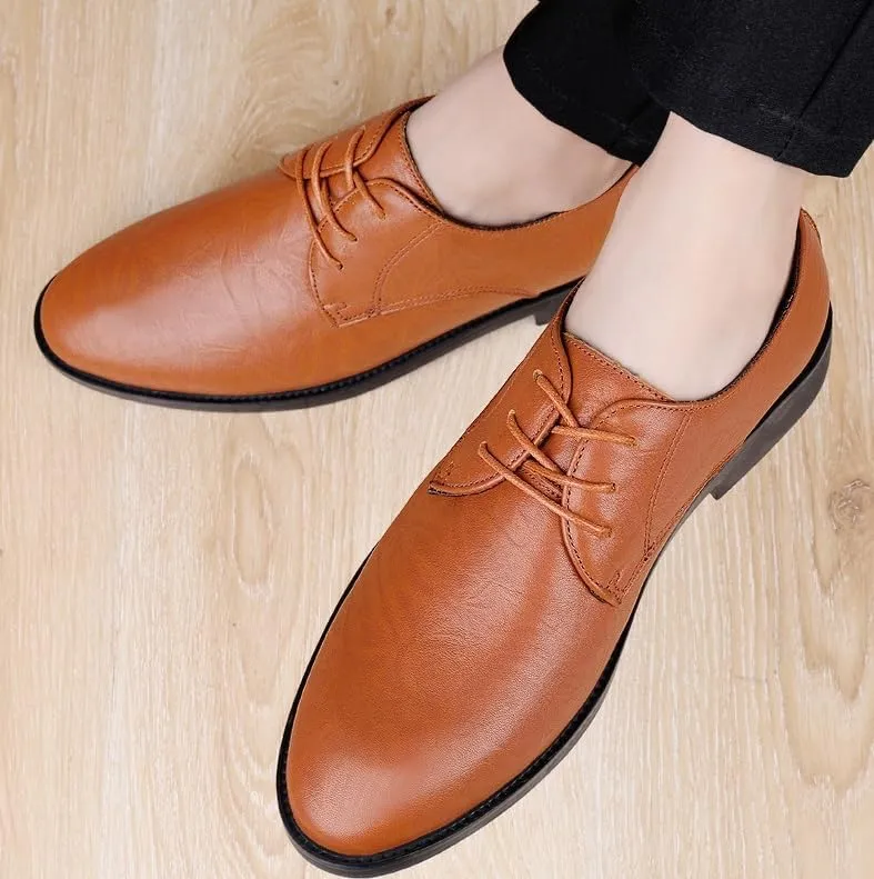 Men's Shiny Patent Leather Tuxedo Shoes Lace-Up Formal Dress Shoes for Weddings & Prom