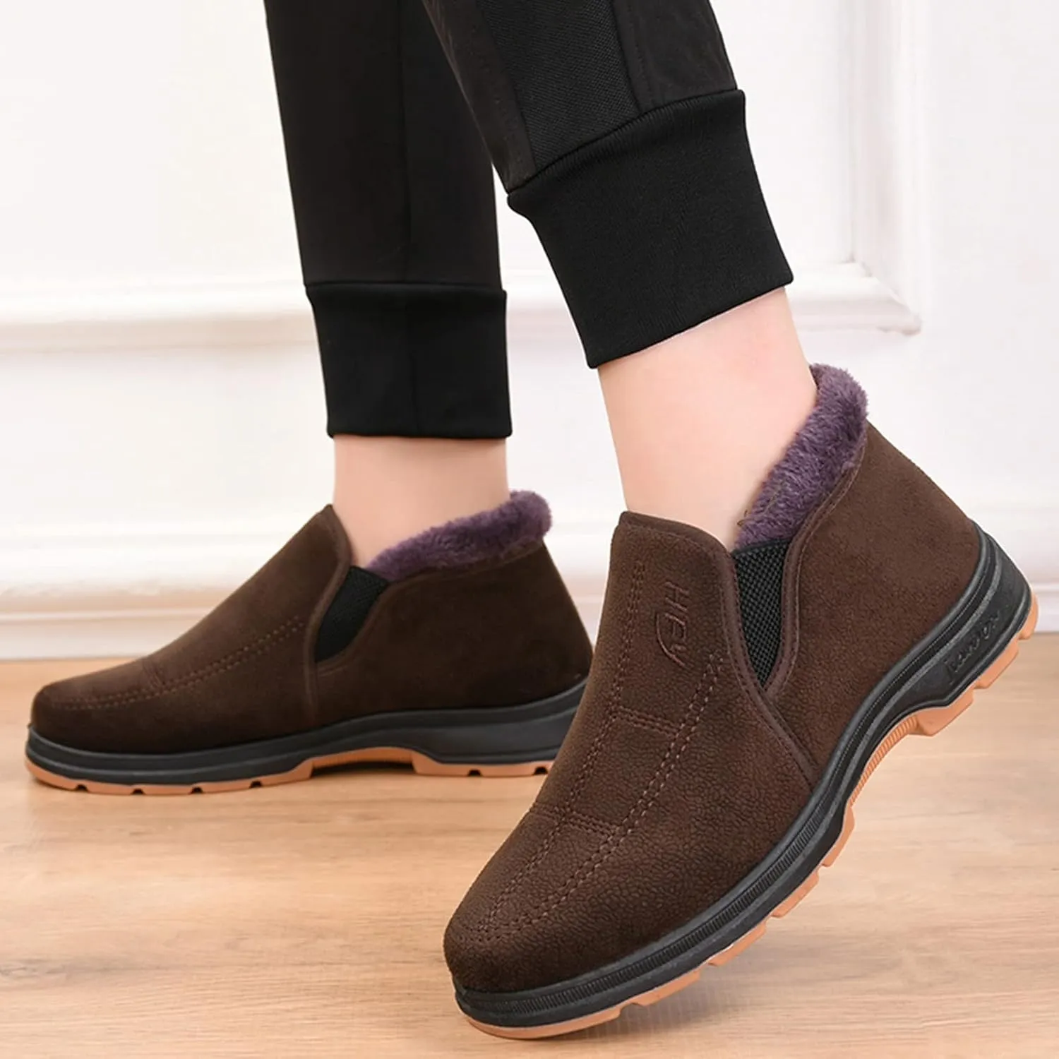 Men's Winter Casual Comfortable Plush Warm Thick Soled Non Slip Cotton Shoes Snow Boots Boot Men