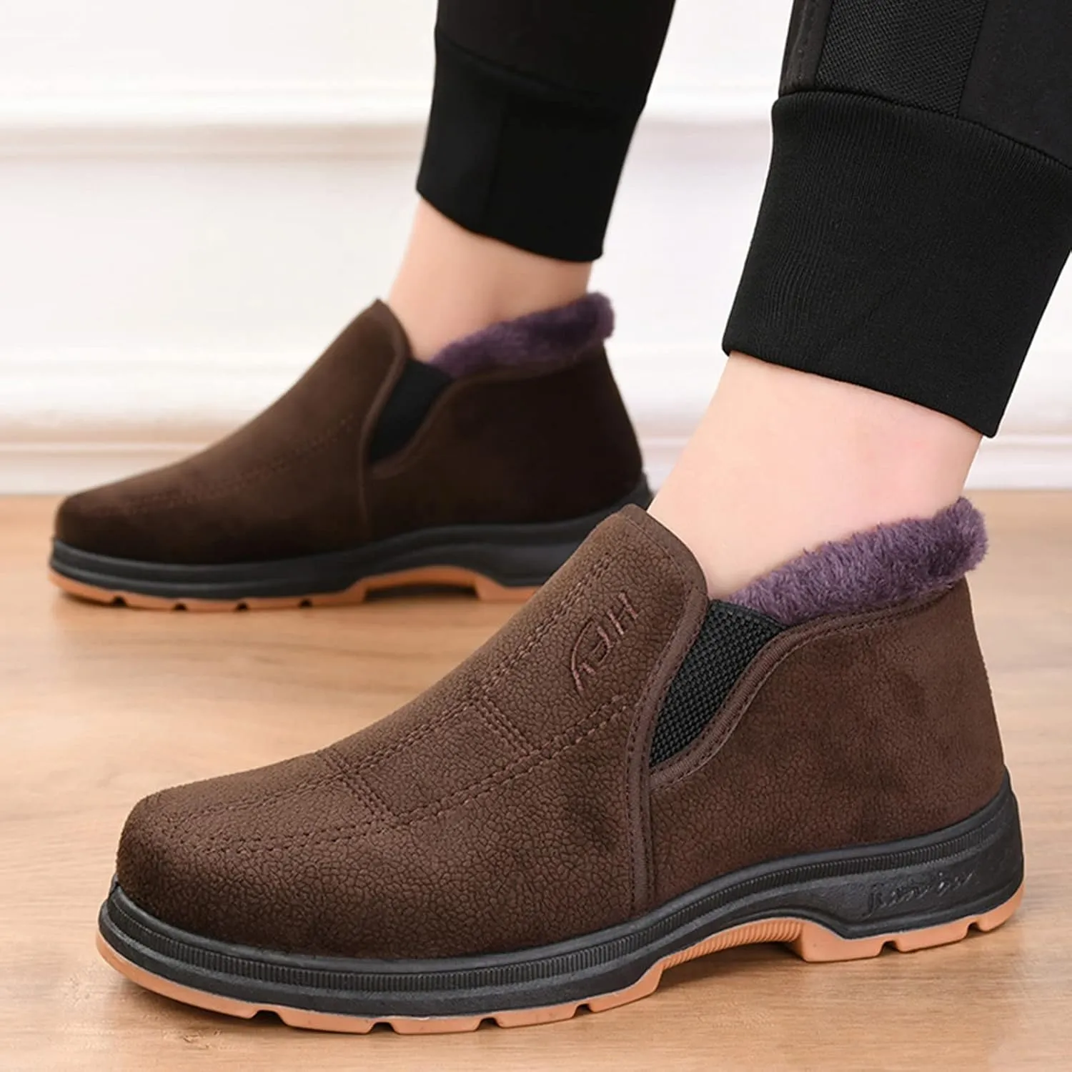 Men's Winter Casual Comfortable Plush Warm Thick Soled Non Slip Cotton Shoes Snow Boots Boot Men