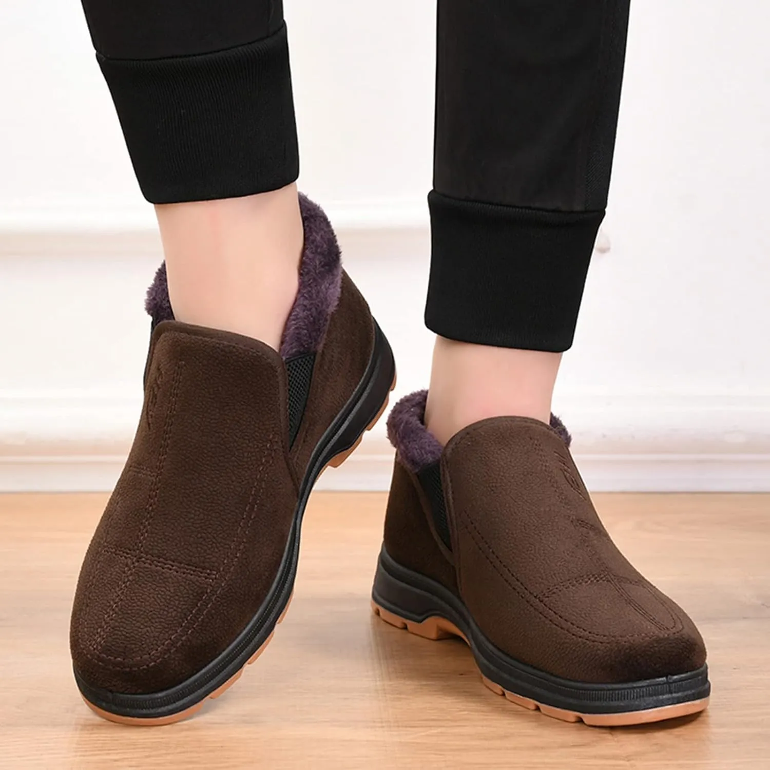 Men's Winter Casual Comfortable Plush Warm Thick Soled Non Slip Cotton Shoes Snow Boots Boot Men