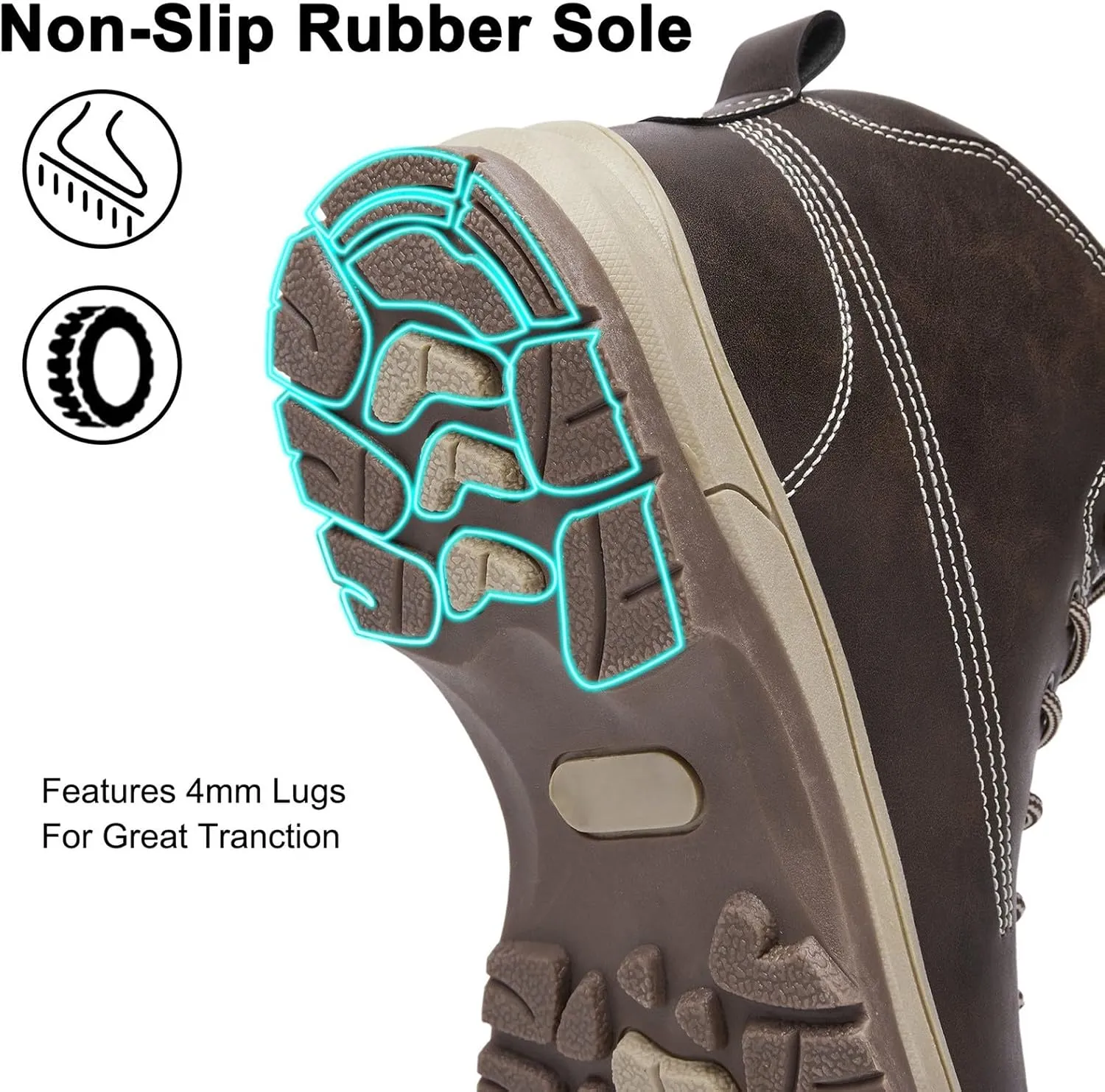 Men's Work Boots Waterproof Hiking Sneakers Ankle Booties Women Safety Shoes Non Steel Toe Waterproof Outdoor Shoes Leather Comfortable Hike Grounded Footwear