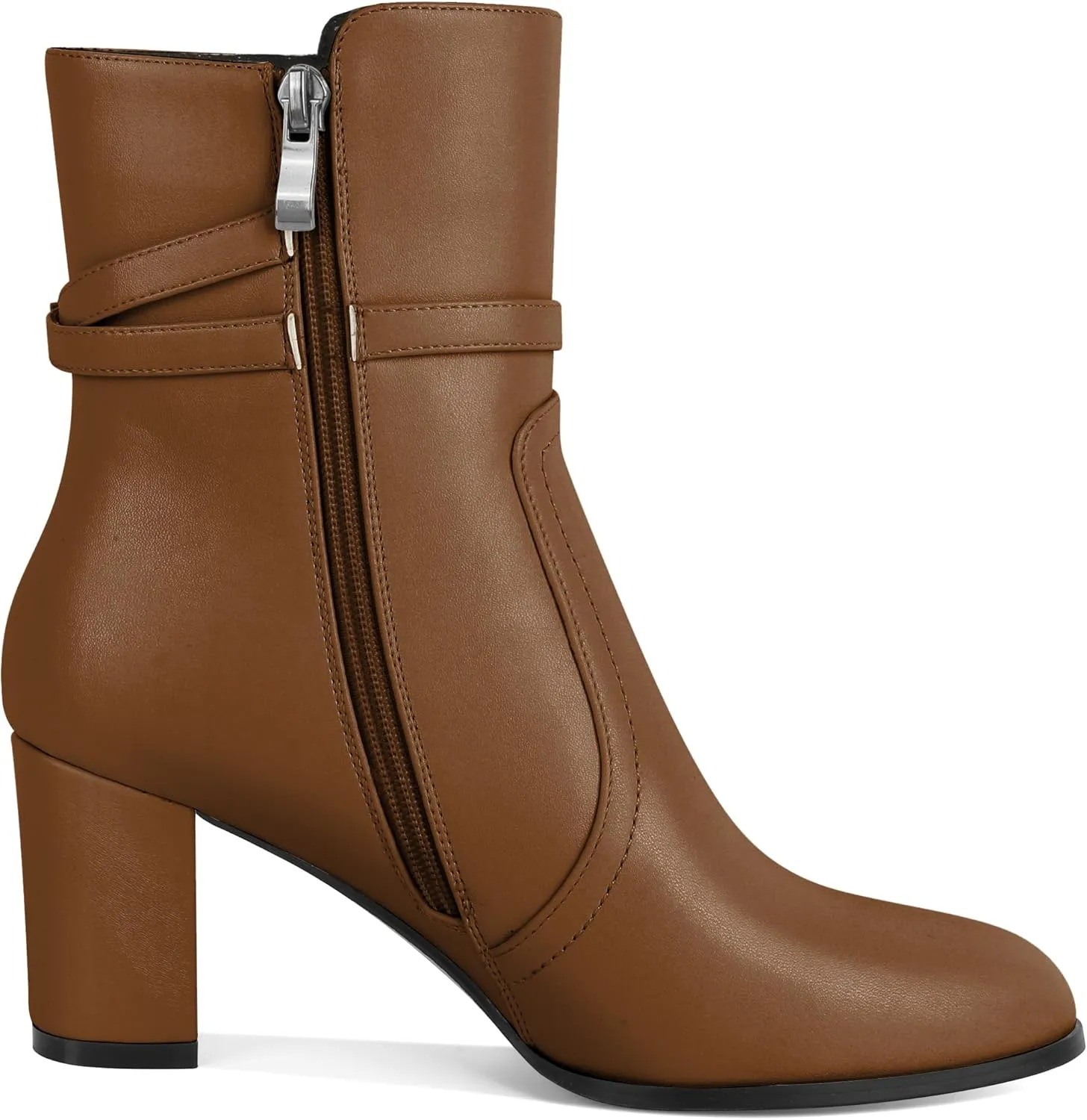 Mettesally Womens Ankle Boots Chunky Heels Round Toe Side Zipper Fall Winter Ankle Booties 2.8 Inches