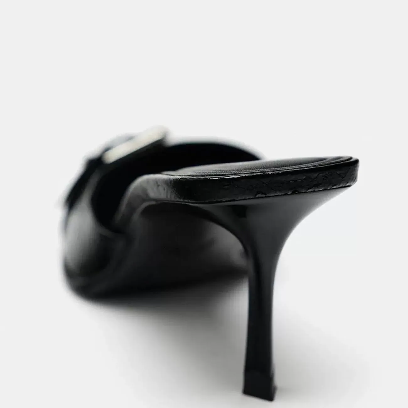 MRKEWUNEY Buckle Heeled Mules for Women Metallic Slip On Mules