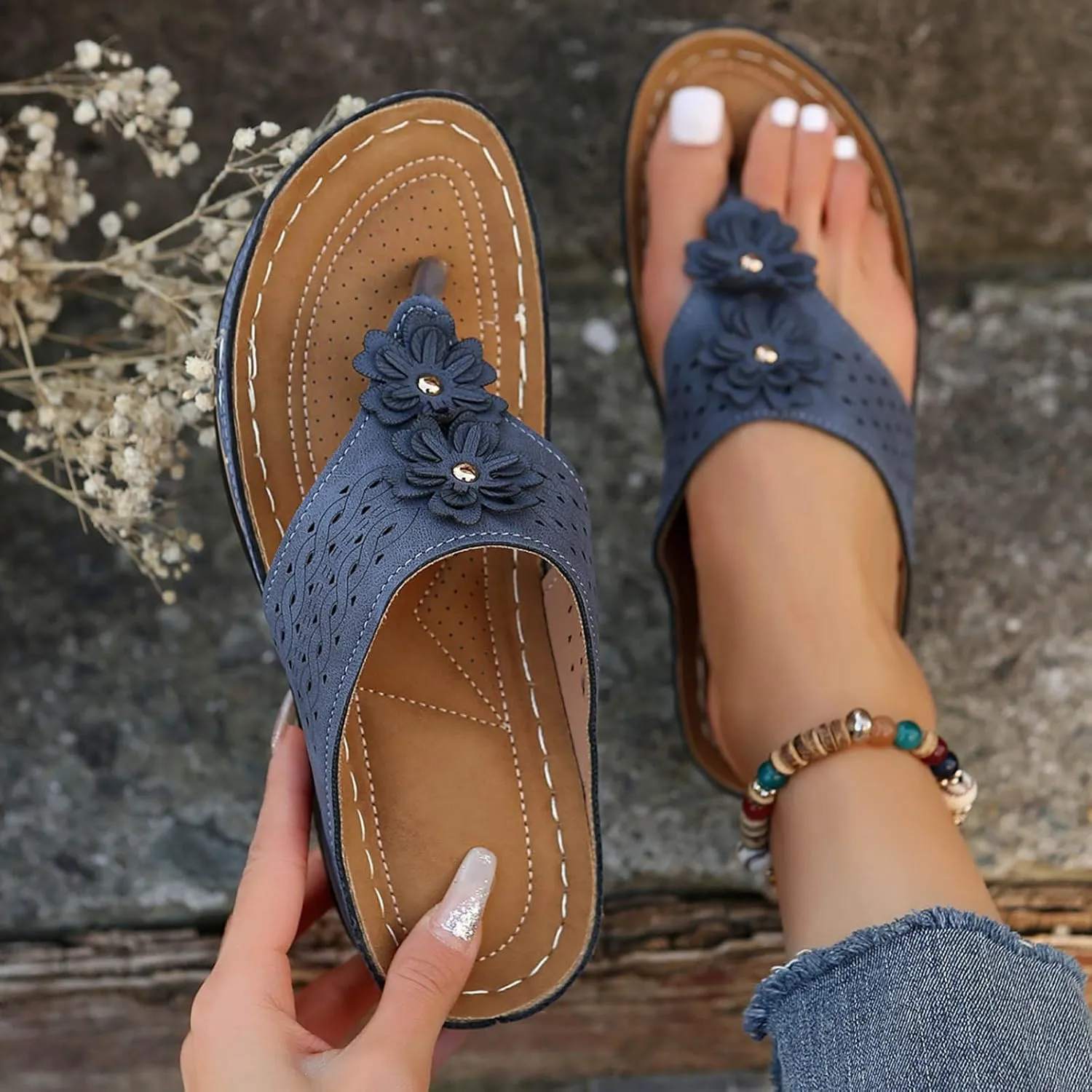 Orthopedic Sandals for Women 2025 Orthotic Cushion Flip Flops Women's Recovery Walking Sandal for Woman with Arch Support Summer Comfortable Slip On Flip Flops for Womans Wedge Shoes