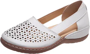 Platform Sandals for Women Wedge Slip On Summer Casual Walking Loafers Round Toe Low Heels Hollow Ou Sandals Beach Boho Dress Vintage Comfortable Breathable Travel Fashion Shoes