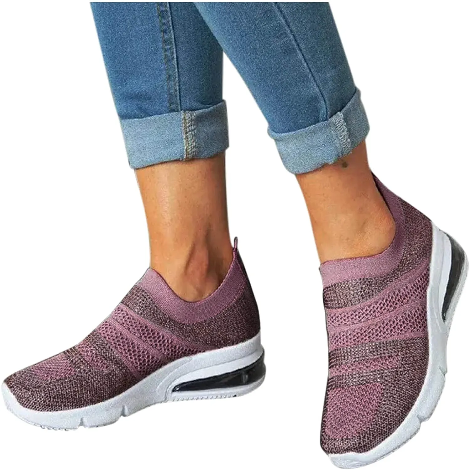 Platform Sneakers for Women Slip On Women's Slip On Shoes Black Leather Walking Shoes for Women Wide Width Women's Sneakers Size 10 1/2 Zapatos De Trabajo para Mujeres Confortables