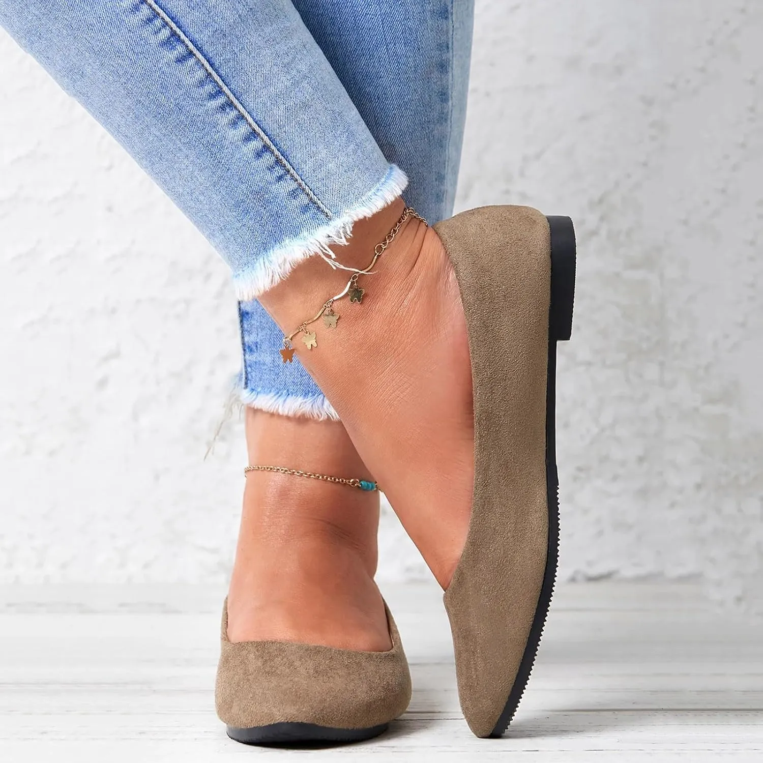 Pointed Toe Flats for Women Dressy Casual, Low Heel Dress Shoes Comfortable, Slip-on Business Work Loafer Shoes for Women