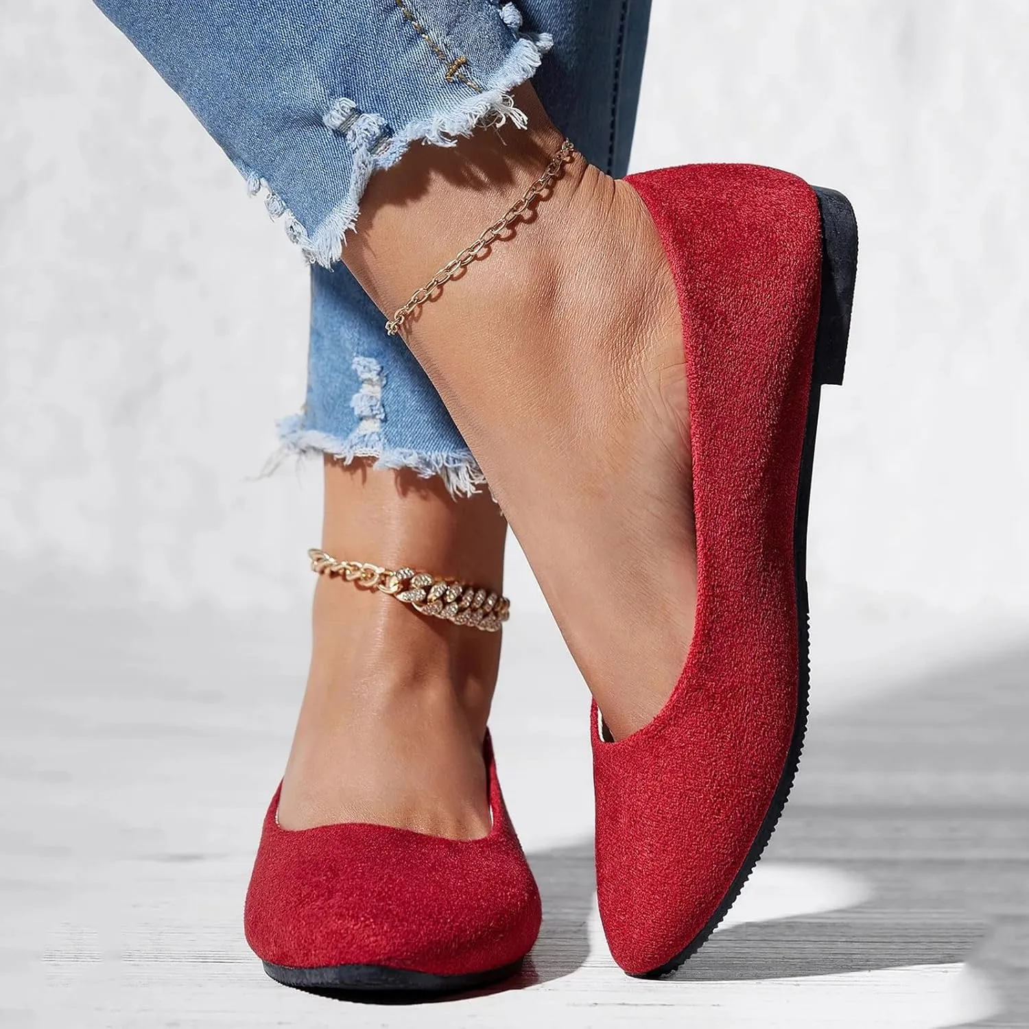 Pointed Toe Flats for Women Dressy Casual, Low Heel Dress Shoes Comfortable, Slip-on Business Work Loafer Shoes for Women