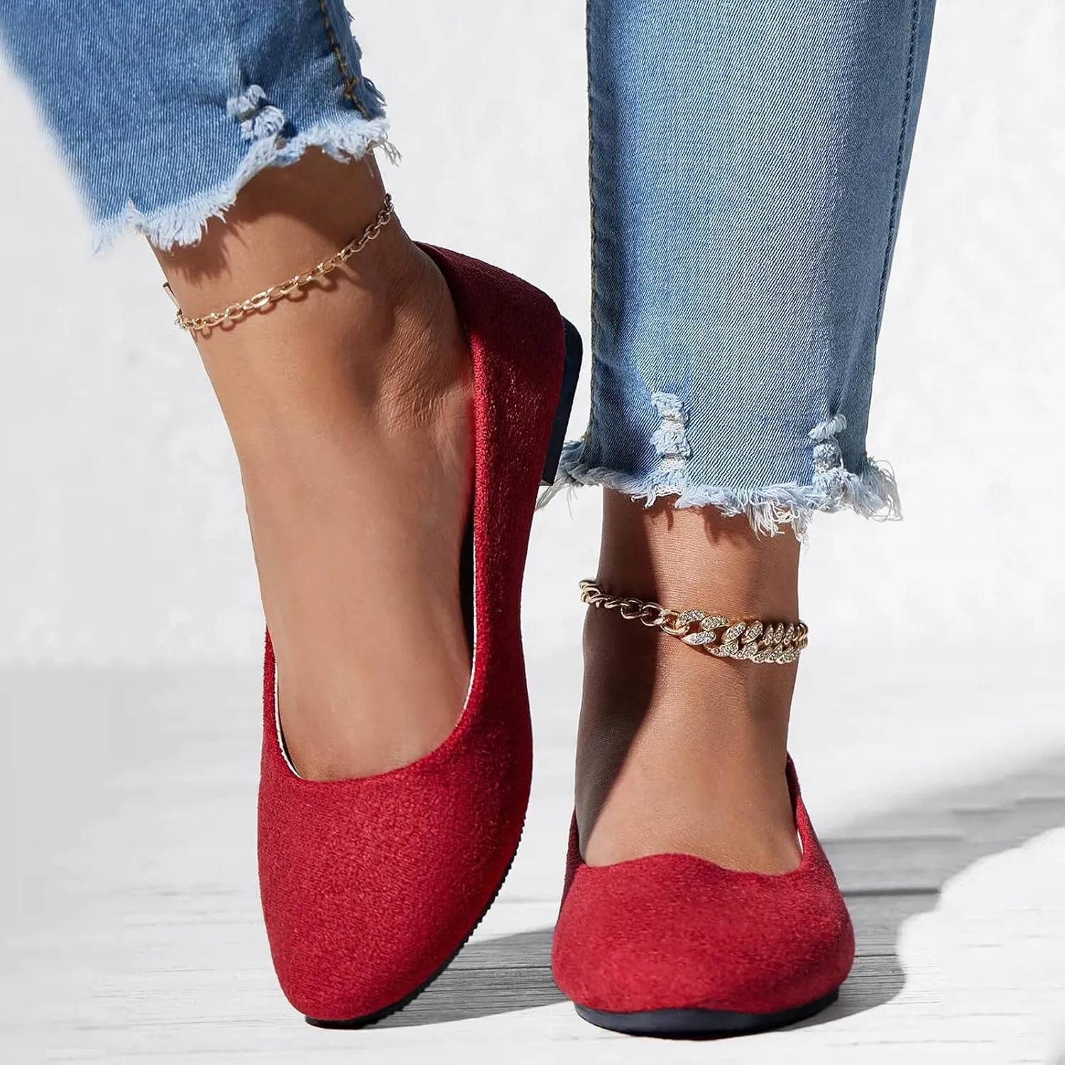 Pointed Toe Flats for Women Dressy Casual, Low Heel Dress Shoes Comfortable, Slip-on Business Work Loafer Shoes for Women