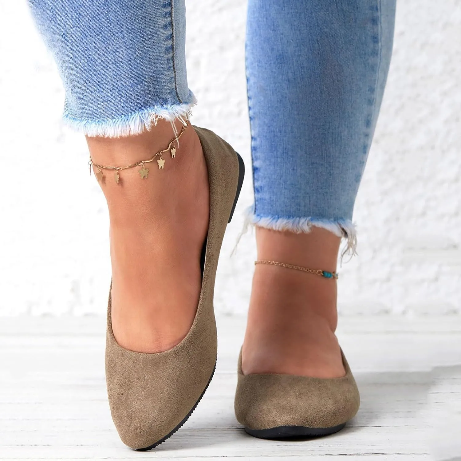 Pointed Toe Flats for Women Dressy Casual, Low Heel Dress Shoes Comfortable, Slip-on Business Work Loafer Shoes for Women