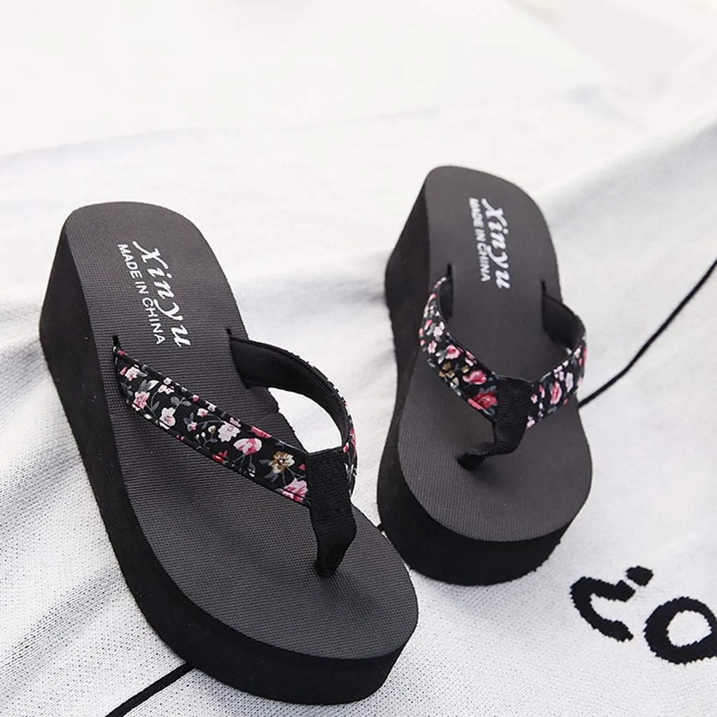 Rhinestone Flip Flops For Women Comfortable Wedge Sandals Summer Platform Sandals Bling Butterfly Beach Sandals