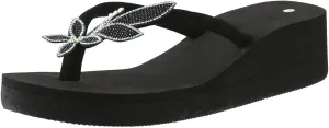 Rhinestone Flip Flops For Women Comfortable Wedge Sandals Summer Platform Sandals Bling Butterfly Beach Sandals
