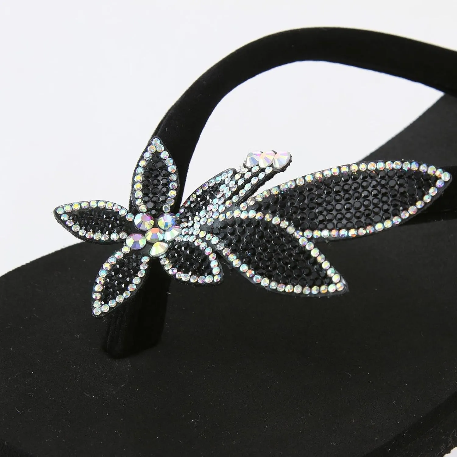 Rhinestone Flip Flops For Women Comfortable Wedge Sandals Summer Platform Sandals Bling Butterfly Beach Sandals
