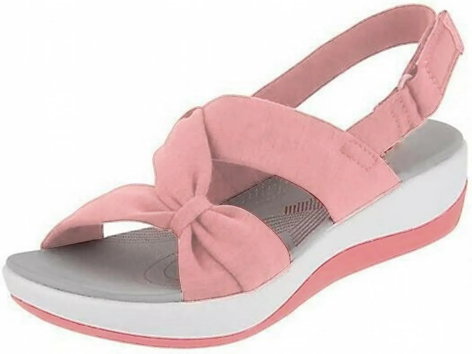 Sandals for Women 2025 Bow Knot Arch Support Orthopedic Sandals Summer Wedges Breathable Comfortable Beach Shoes Heels Fashion Trend Roman Casual Shoes