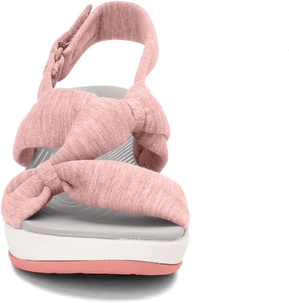 Sandals for Women 2025 Bow Knot Arch Support Orthopedic Sandals Summer Wedges Breathable Comfortable Beach Shoes Heels Fashion Trend Roman Casual Shoes