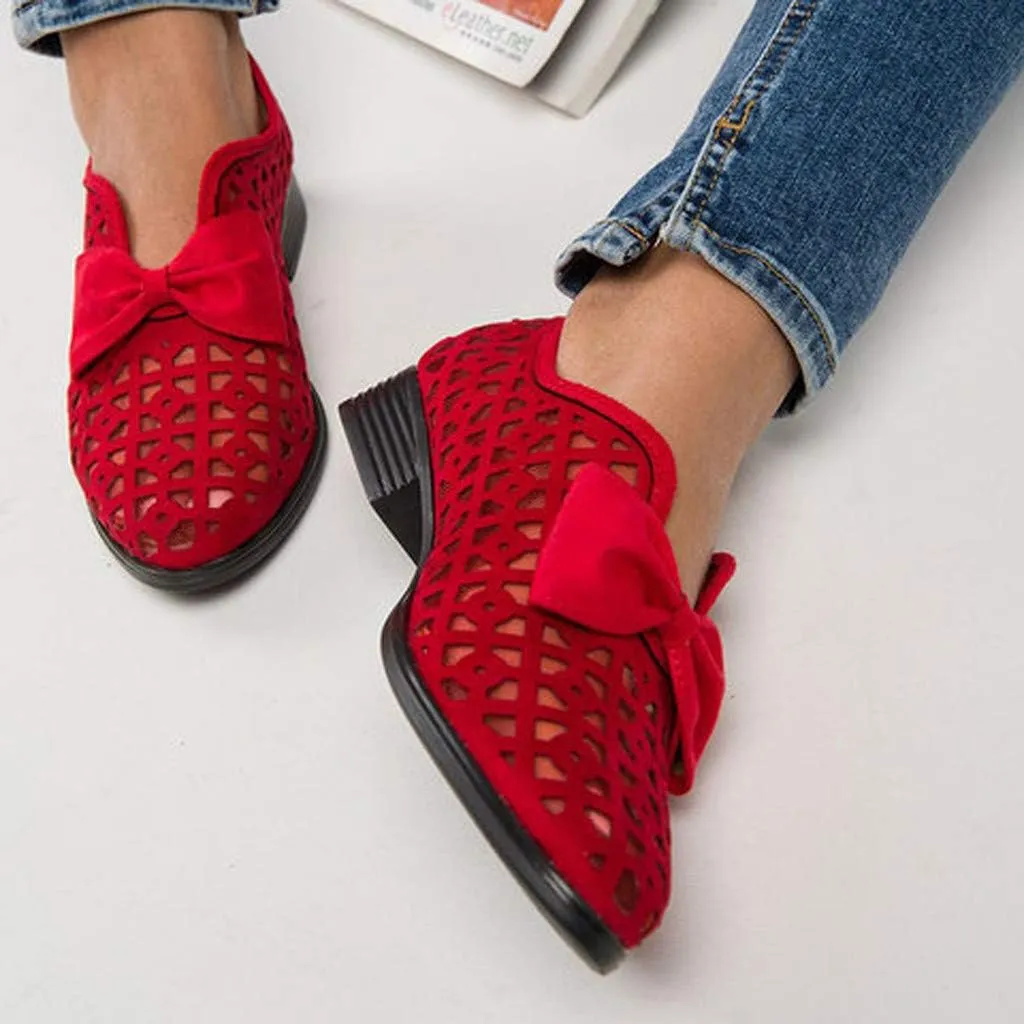 Sandals for Women Platform, Pointed Toe Breathable Wedges Loafers Bowknot Hollow Out Walking Shoes Beach Casual Sandals