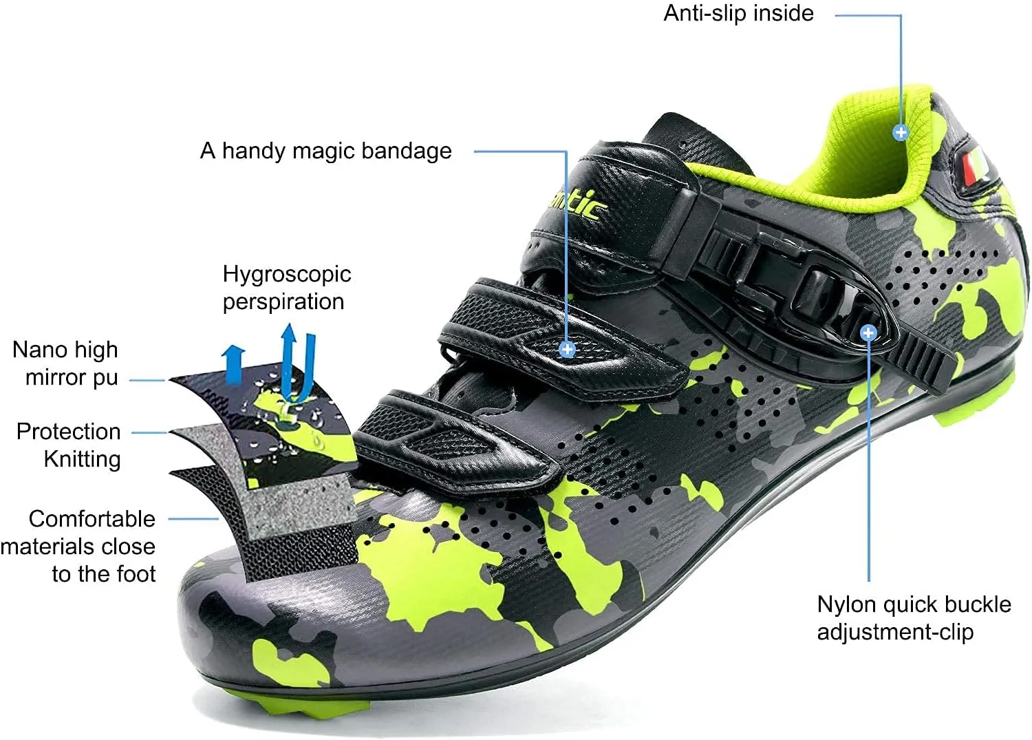 Santic Unisex Cycling Shoes Indoor Road Bike Shoes Riding Shoes for Men and Women