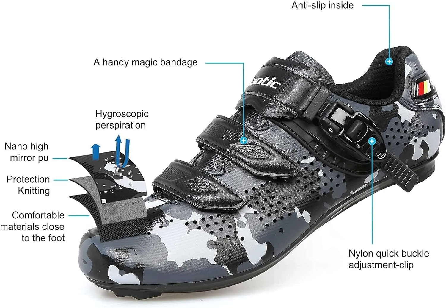 Santic Unisex Cycling Shoes Indoor Road Bike Shoes Riding Shoes for Men and Women