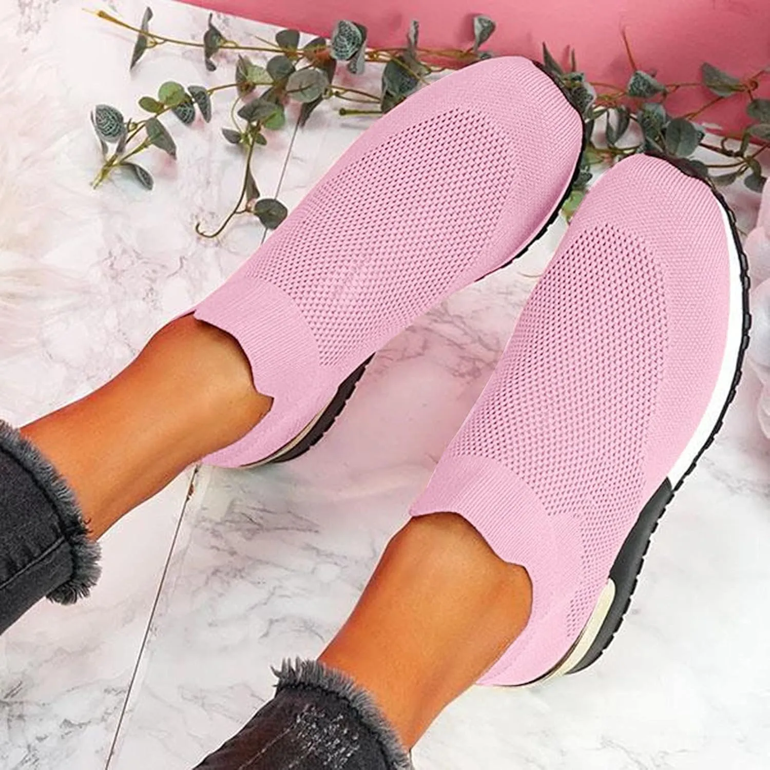 SBGMoSJ Chunky Sneakers for Women Trendy Zapato Antiderrapante para Mujer Casual Shoes for Women 2023 Trendy White Sneakers Slip Ons for Women Platform Zapatos para Embarazadas Comodos