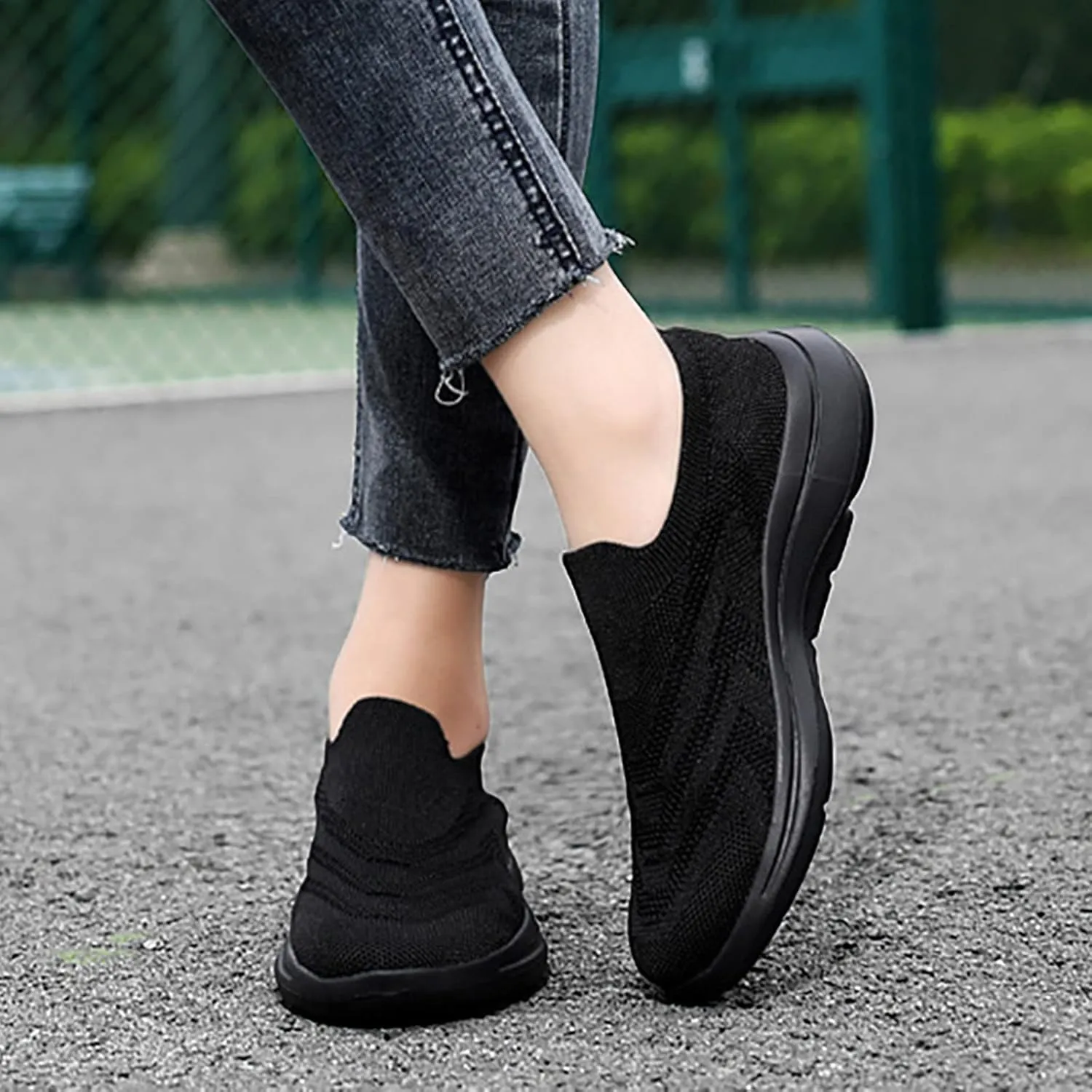 SBGMoSJ Plantar Fasciitis Shoes Women Slip Ons Wide Women Orthopedic Sneakers Wide All White Gym Shoes for Women Running Shoes for Women Black and White Women's Hiking Shoes Lightweight