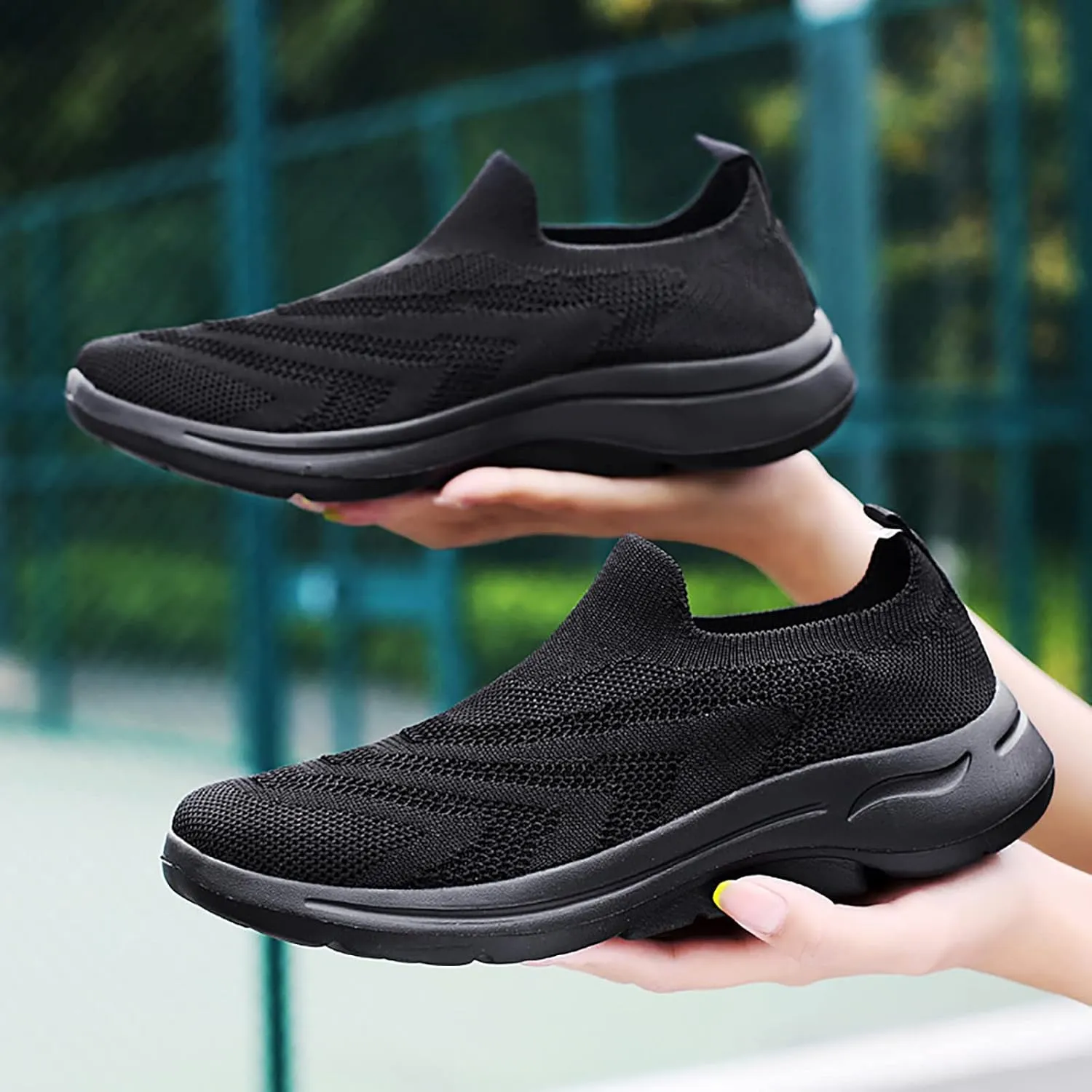 SBGMoSJ Plantar Fasciitis Shoes Women Slip Ons Wide Women Orthopedic Sneakers Wide All White Gym Shoes for Women Running Shoes for Women Black and White Women's Hiking Shoes Lightweight