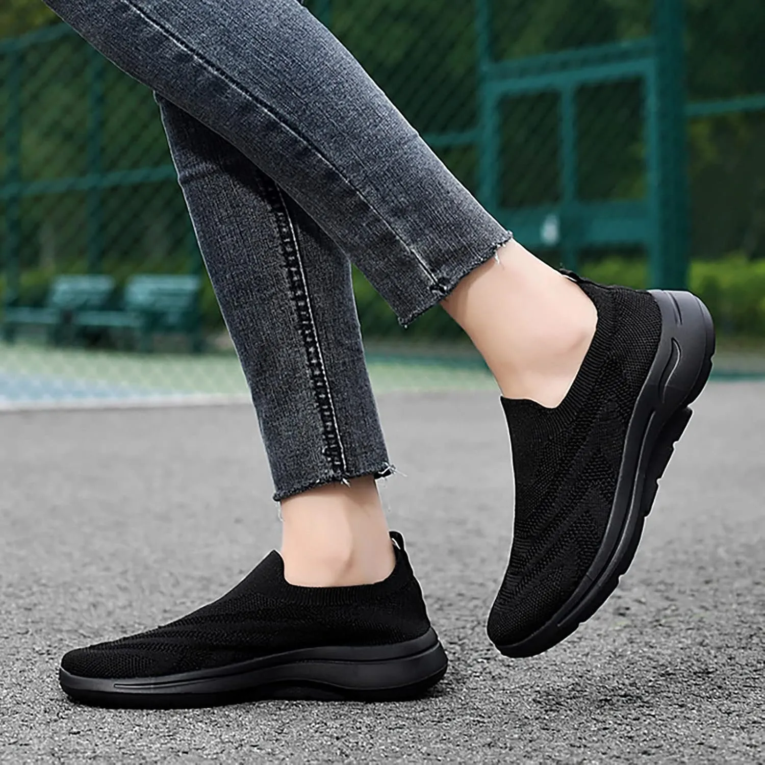 SBGMoSJ Plantar Fasciitis Shoes Women Slip Ons Wide Women Orthopedic Sneakers Wide All White Gym Shoes for Women Running Shoes for Women Black and White Women's Hiking Shoes Lightweight