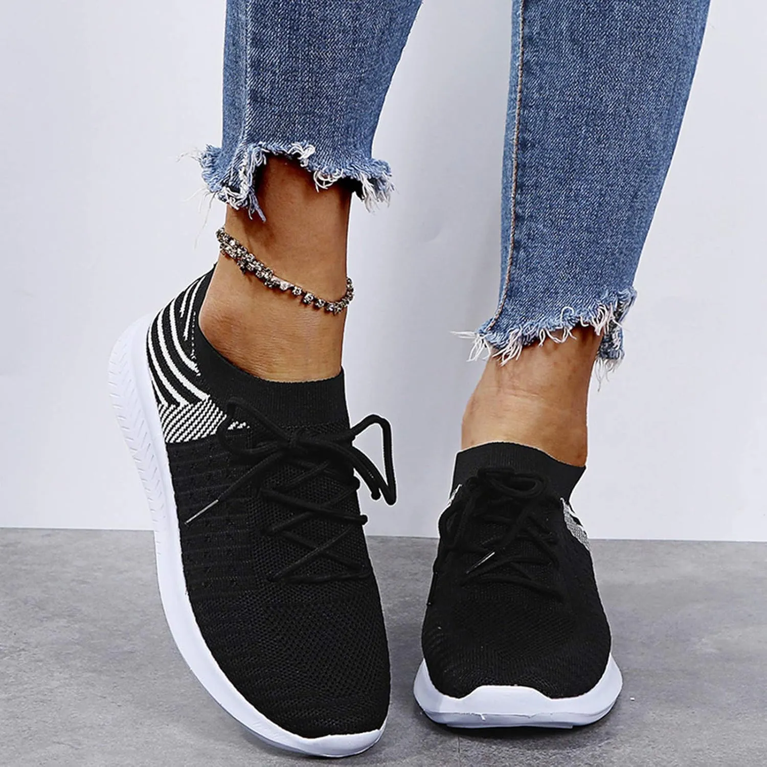 SBGMoSJ Platform Sneakers for Women 6 Wide Zapatos Negros para Mujer Womens Size 11.5 Wide Casual Shoes White High Top Platform Sneakers for Women Slip On Sneakers Woman