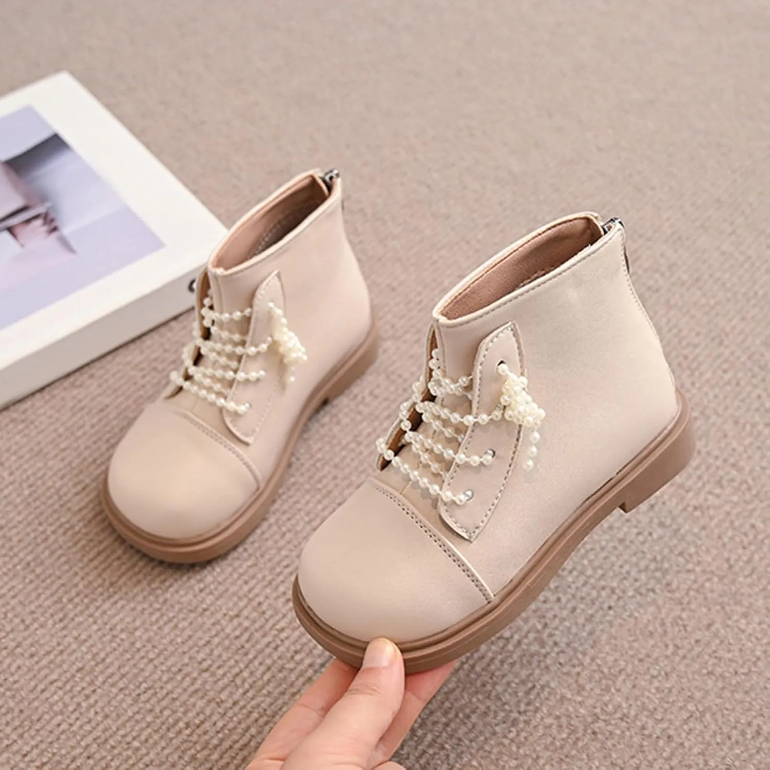 Short Ankle Boots for Toddler Girls Fashion Dress Booties Water-Proof Shoes with Zipper Outdoor Girl Boots Size 5
