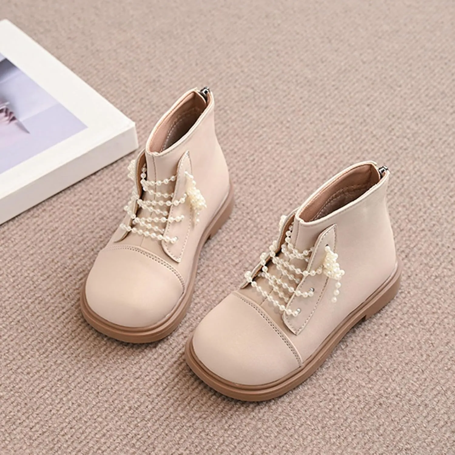Short Ankle Boots for Toddler Girls Fashion Dress Booties Water-Proof Shoes with Zipper Outdoor Girl Boots Size 5