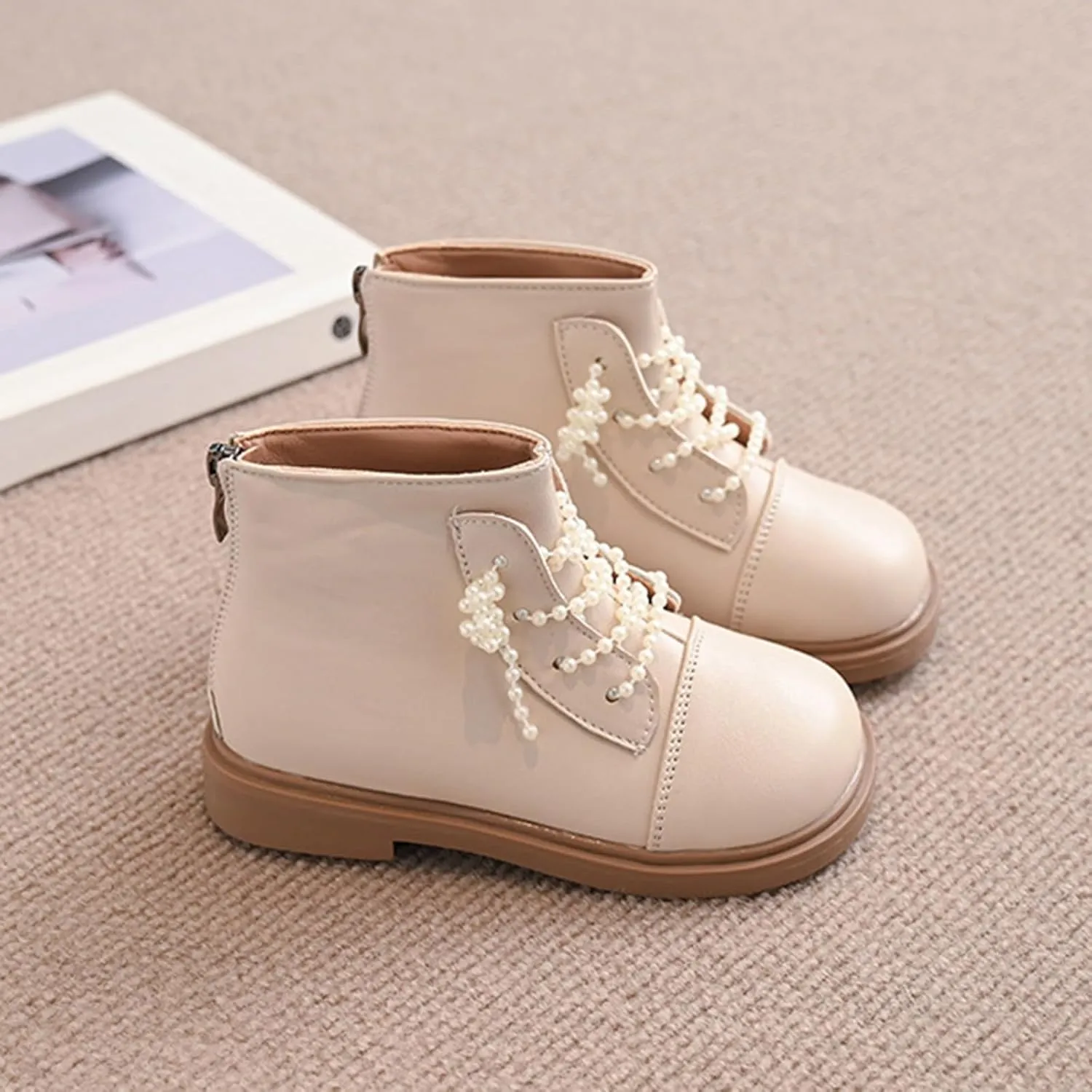 Short Ankle Boots for Toddler Girls Fashion Dress Booties Water-Proof Shoes with Zipper Outdoor Girl Boots Size 5
