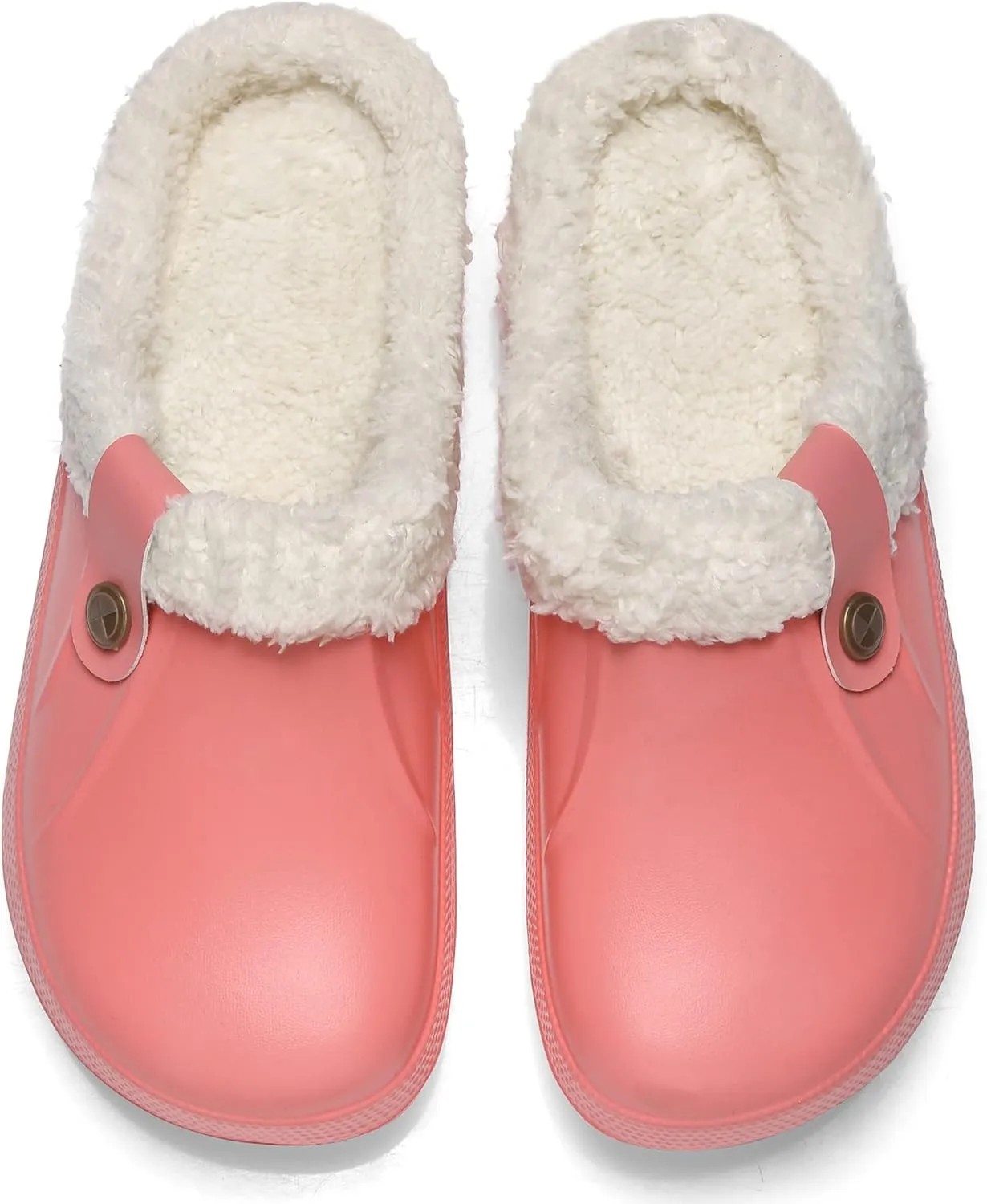 SMajong Mens Fur Lined Clogs Womens Waterproof Slippers Garden Shoes Winter Warm Plush Home House Slippers Indoor Outdoor Mules