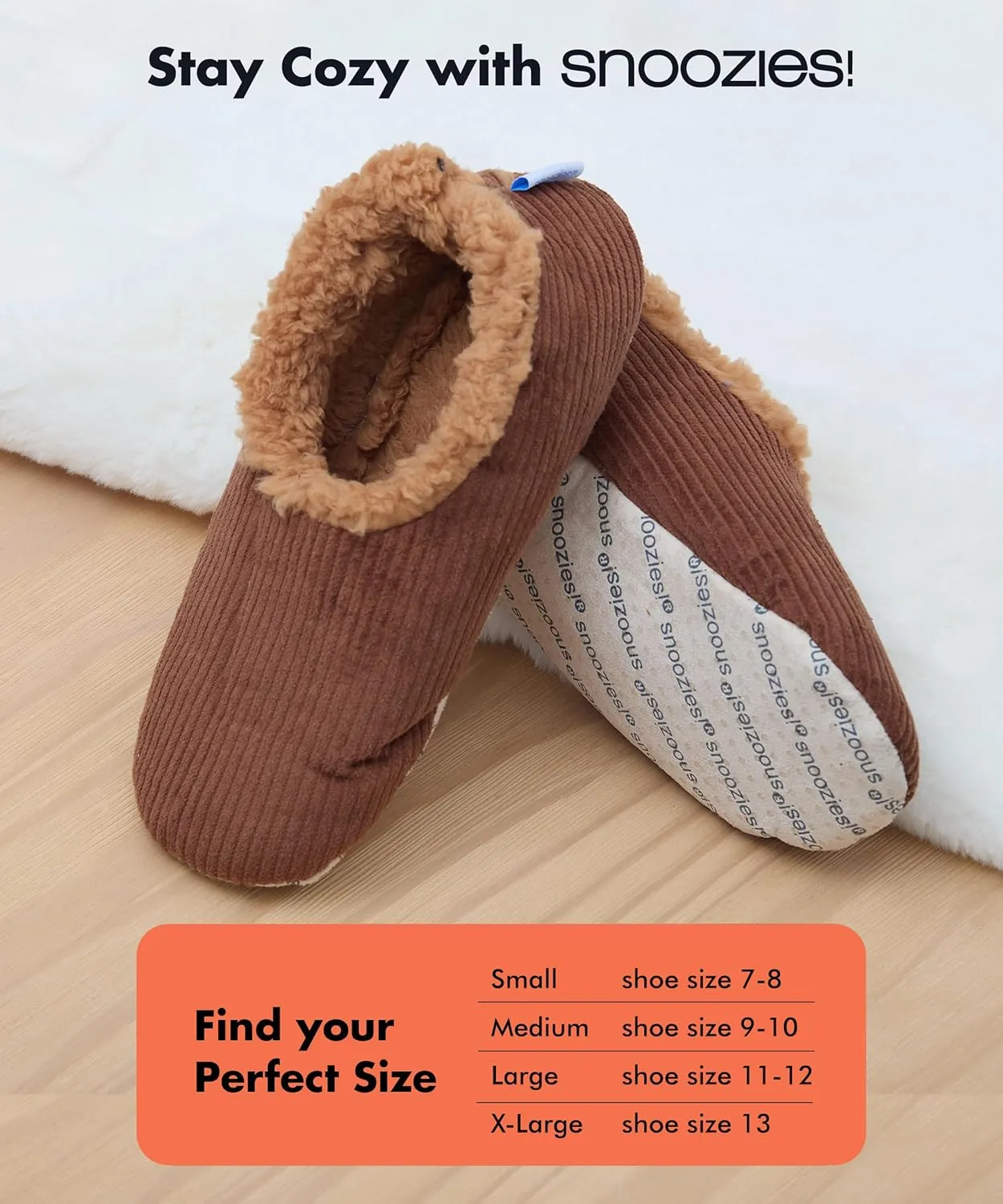 Snoozies Mens Slippers Indoor Plaid, Cord, or Camo, Sherpa Fleece-Lined Slippers Socks Non-Skid, Mens House Shoes, Male Gifts