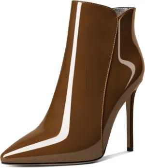Soireelady Women's Stiletto High Heel Ankle Boots Pointed Toe Heeled Ankle Booties Zipper Stilettos Ankle Boots Elegant Dress Ankle Booties for Autumn and Winter