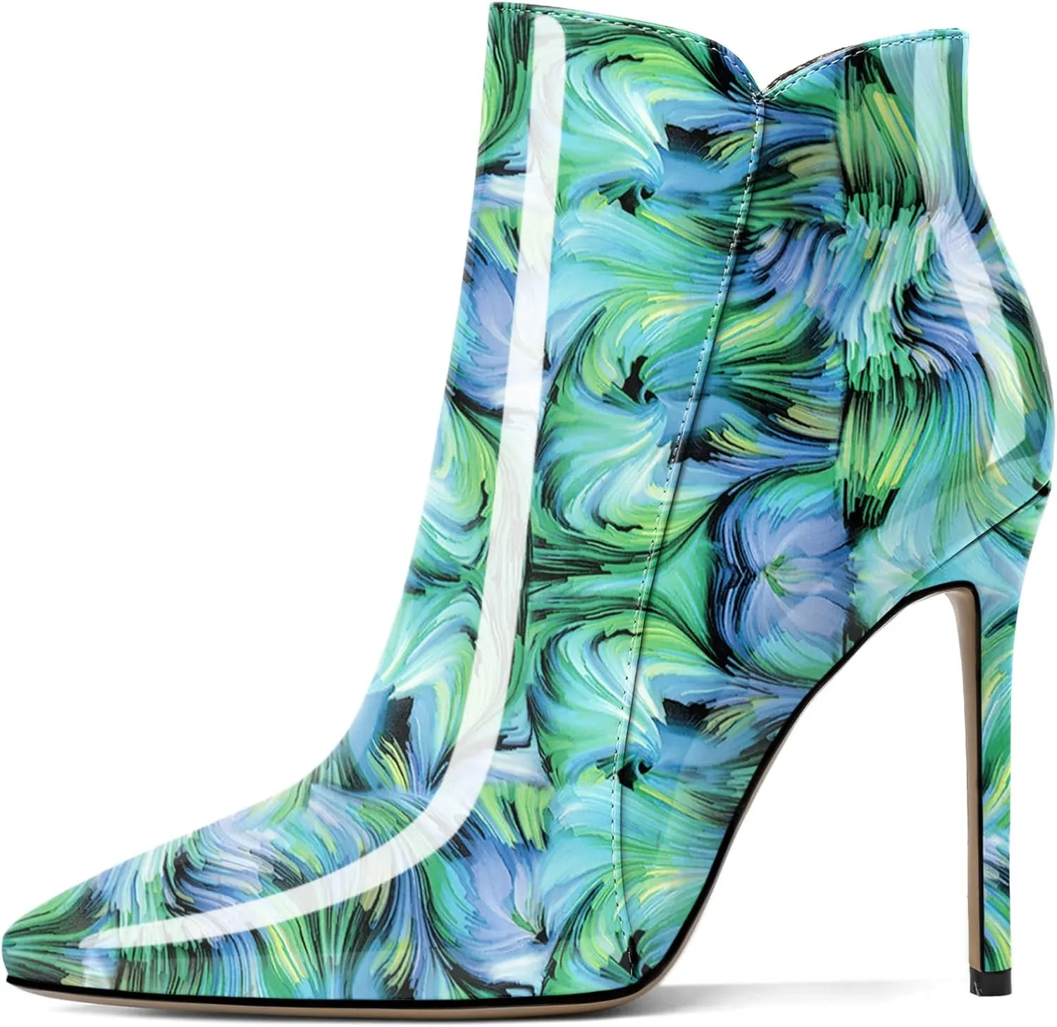 Soireelady Women's Stiletto High Heel Ankle Boots Pointed Toe Heeled Ankle Booties Zipper Stilettos Ankle Boots Elegant Dress Ankle Booties for Autumn and Winter