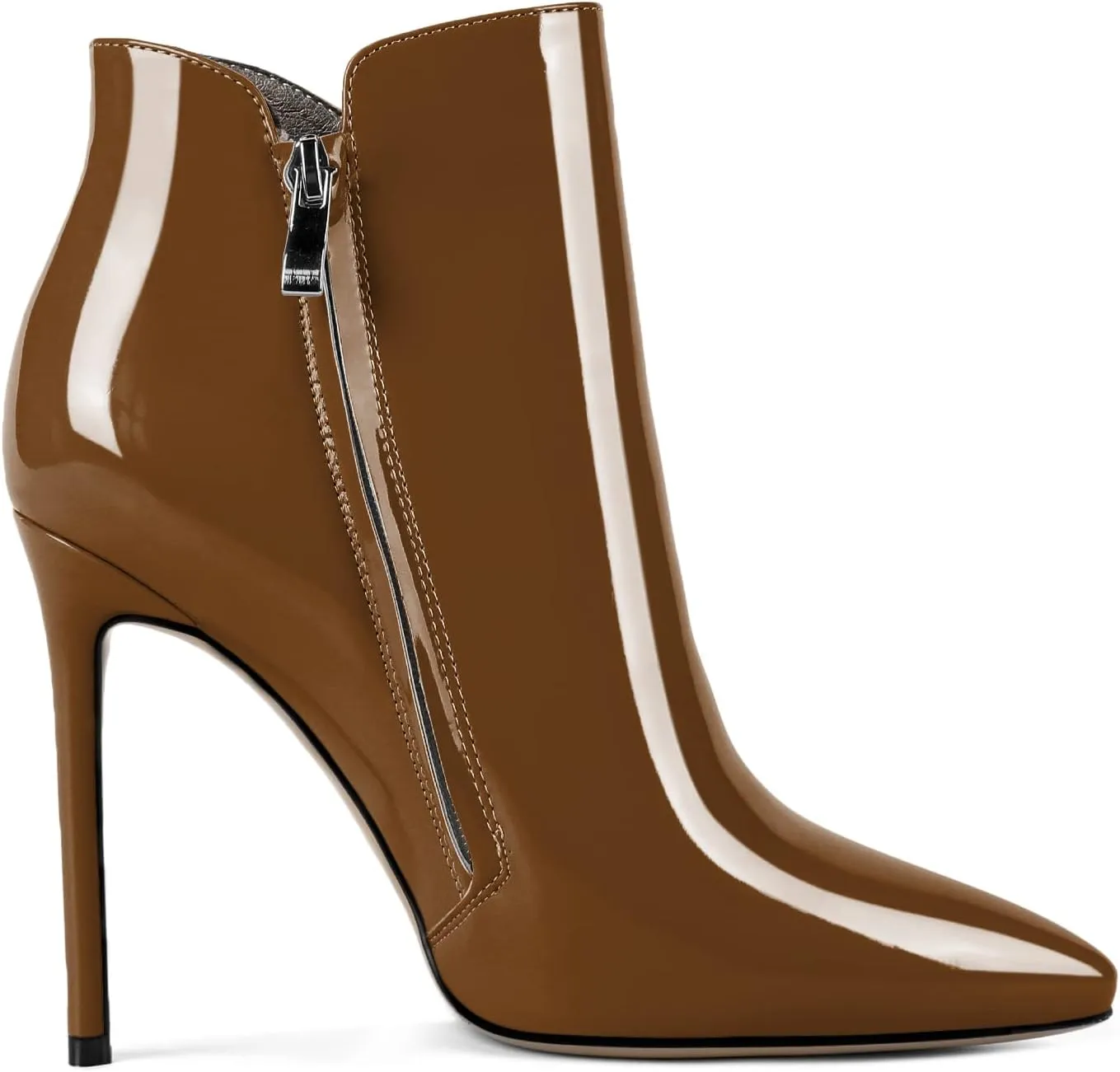 Soireelady Women's Stiletto High Heel Ankle Boots Pointed Toe Heeled Ankle Booties Zipper Stilettos Ankle Boots Elegant Dress Ankle Booties for Autumn and Winter