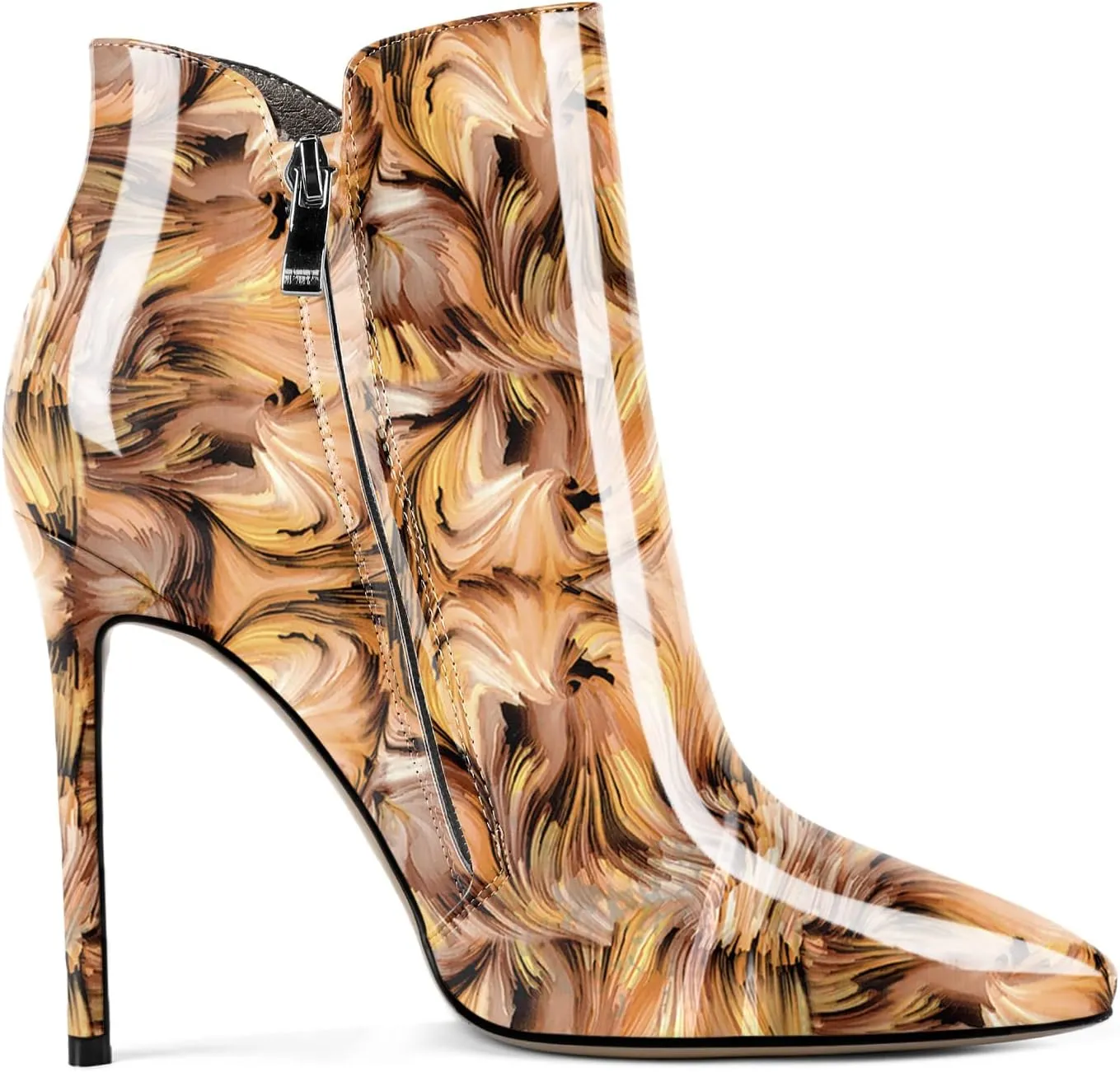 Soireelady Women's Stiletto High Heel Ankle Boots Pointed Toe Heeled Ankle Booties Zipper Stilettos Ankle Boots Elegant Dress Ankle Booties for Autumn and Winter