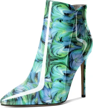 Soireelady Women's Stiletto High Heel Ankle Boots Pointed Toe Heeled Ankle Booties Zipper Stilettos Ankle Boots Elegant Dress Ankle Booties for Autumn and Winter