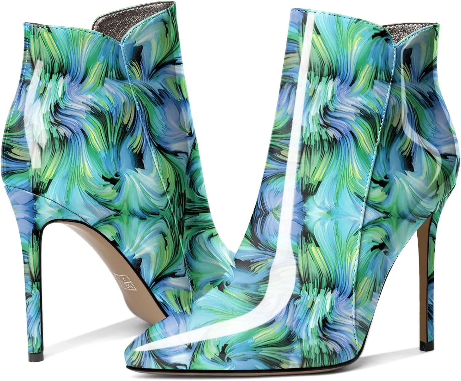 Soireelady Women's Stiletto High Heel Ankle Boots Pointed Toe Heeled Ankle Booties Zipper Stilettos Ankle Boots Elegant Dress Ankle Booties for Autumn and Winter