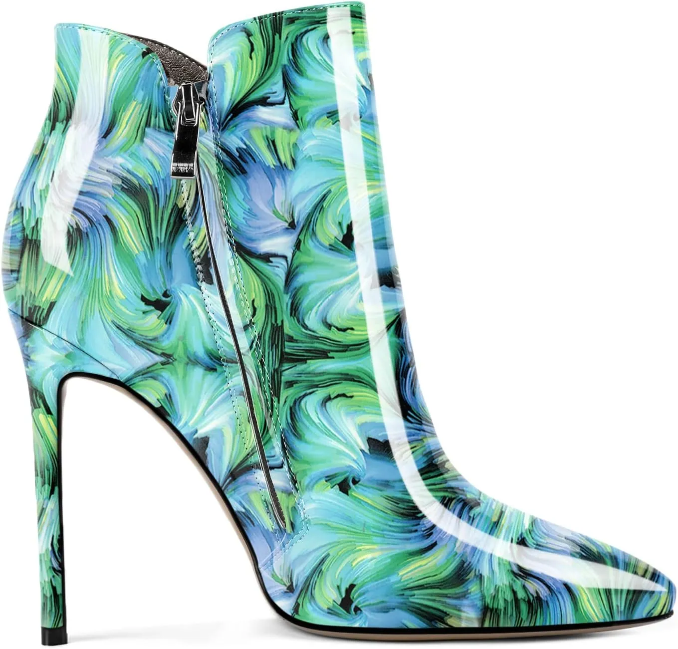Soireelady Women's Stiletto High Heel Ankle Boots Pointed Toe Heeled Ankle Booties Zipper Stilettos Ankle Boots Elegant Dress Ankle Booties for Autumn and Winter