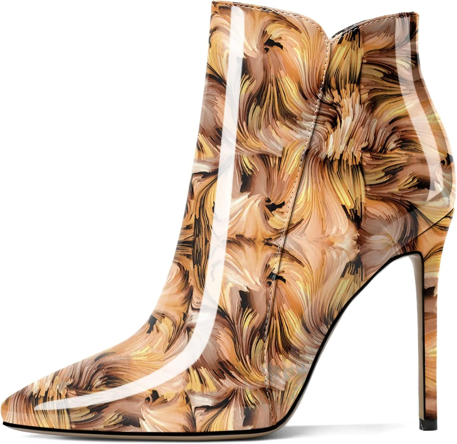 Soireelady Women's Stiletto High Heel Ankle Boots Pointed Toe Heeled Ankle Booties Zipper Stilettos Ankle Boots Elegant Dress Ankle Booties for Autumn and Winter