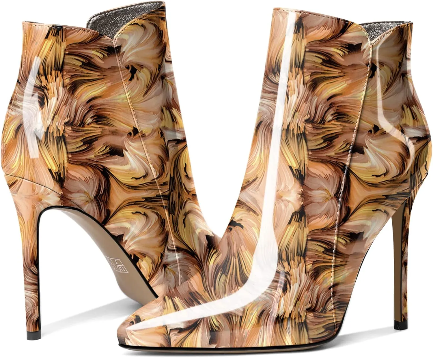Soireelady Women's Stiletto High Heel Ankle Boots Pointed Toe Heeled Ankle Booties Zipper Stilettos Ankle Boots Elegant Dress Ankle Booties for Autumn and Winter