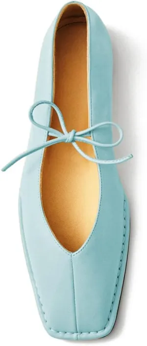 Square Toe Ballet Flats for Women Lace Up Blanket Stitch Sole Sewing Shoes Comfortable Casual Mary Jane Ballerina Flats