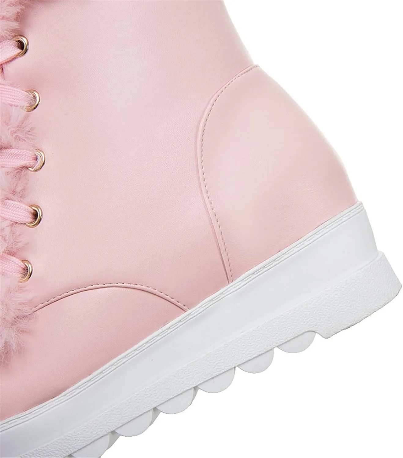 Student Fleece Snow Boots Women Plush Lined Lace Up Boots Winter Platform Ankle Boots PU Leather Ankle Boots Sports Style Ankle Shoes