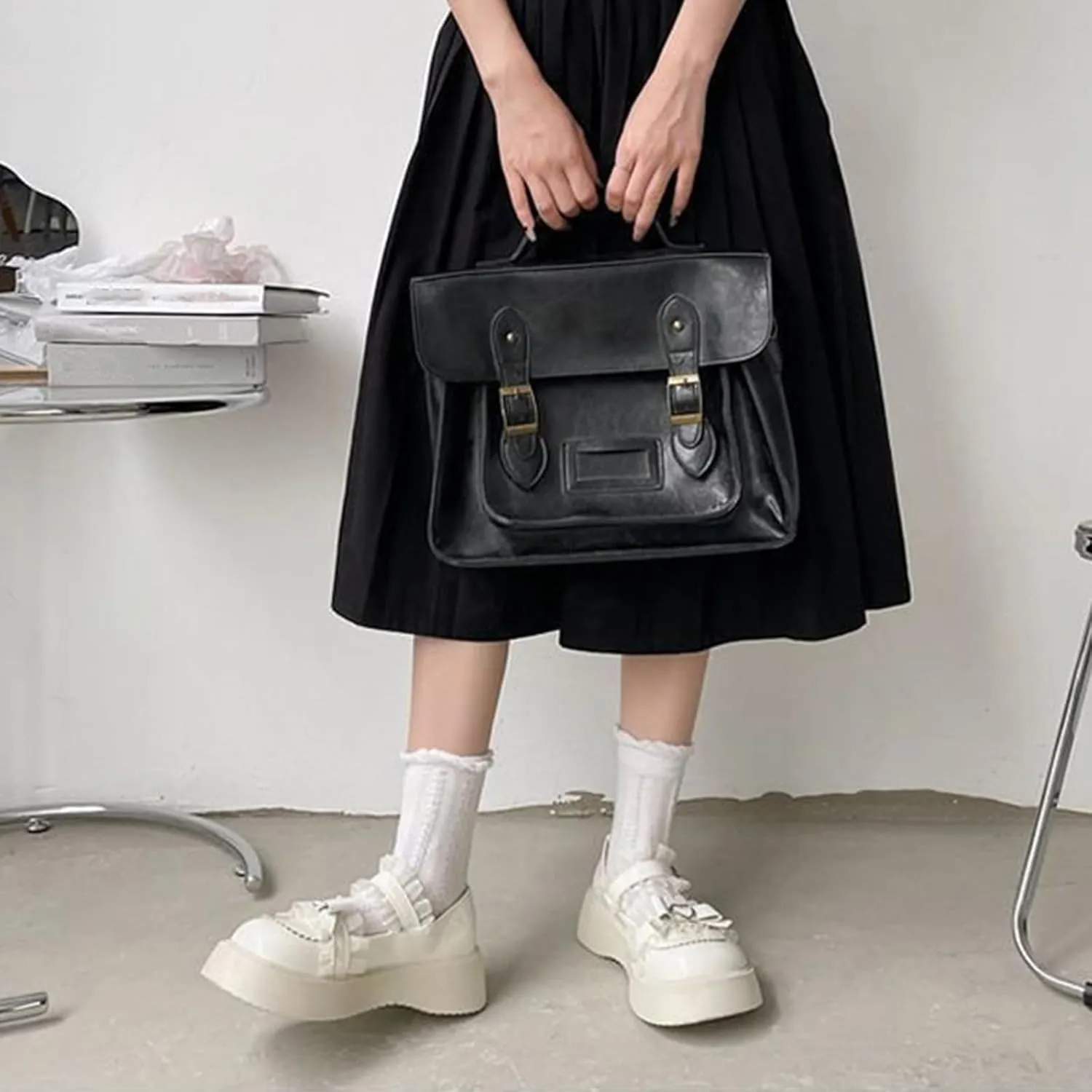 Sweet Lolita Cosplay Flat Mary Jane Shoes Cute Goth Chunky Platform Dress Pumps Shoes PU Leather Oxfords for Women
