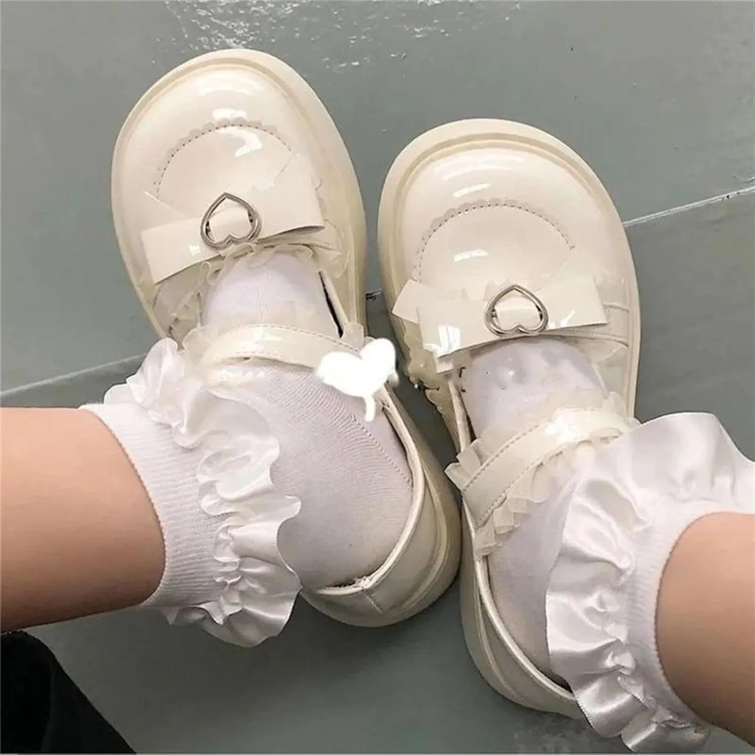 Sweet Lolita Cosplay Flat Mary Jane Shoes Cute Goth Chunky Platform Dress Pumps Shoes PU Leather Oxfords for Women
