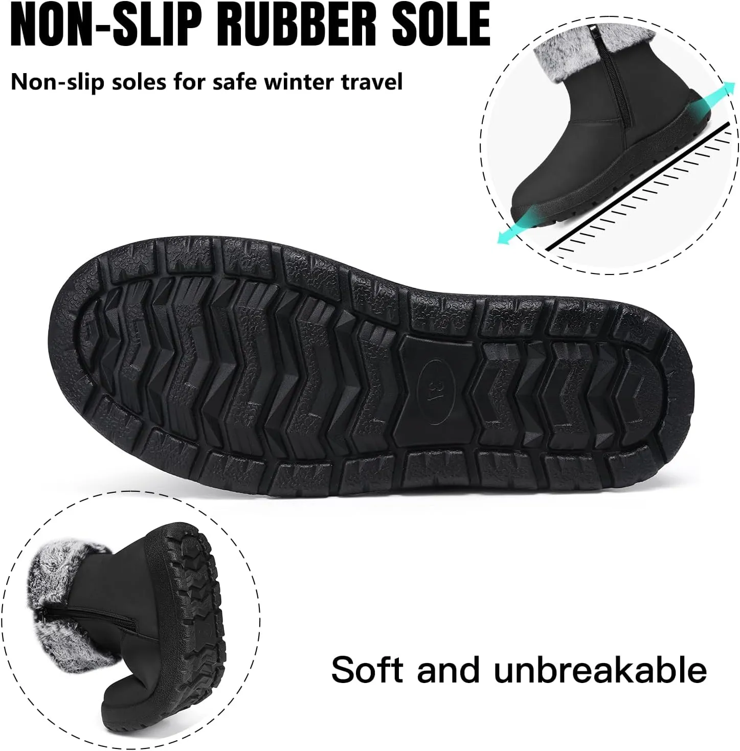 TEMOFON Women Winter Boots Waterproof: Fur Lined Ankle Booties, Wide Width Snow Boots, Warm Comfy, Walking Soft Winter Shoes Size 5-11